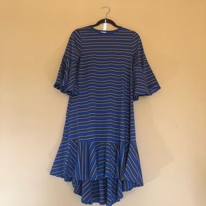 Blue, grey, & pink striped Lularoe Maurine Dress
